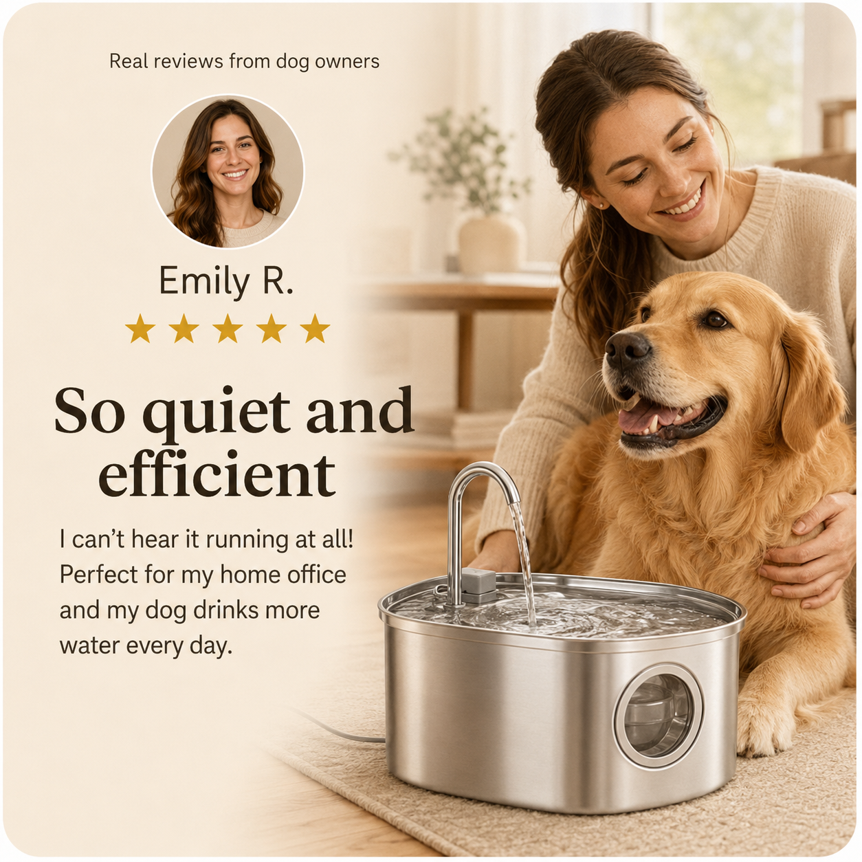 Premium Stainless Steel Dog Drinking Fountain | SipPup by Sipkitty