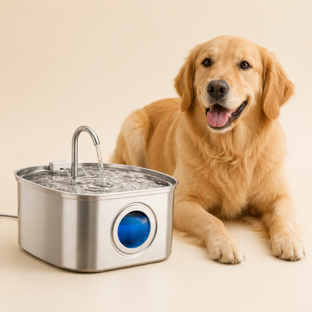 Premium Stainless Steel Dog Drinking Fountain | SipPup by Sipkitty
