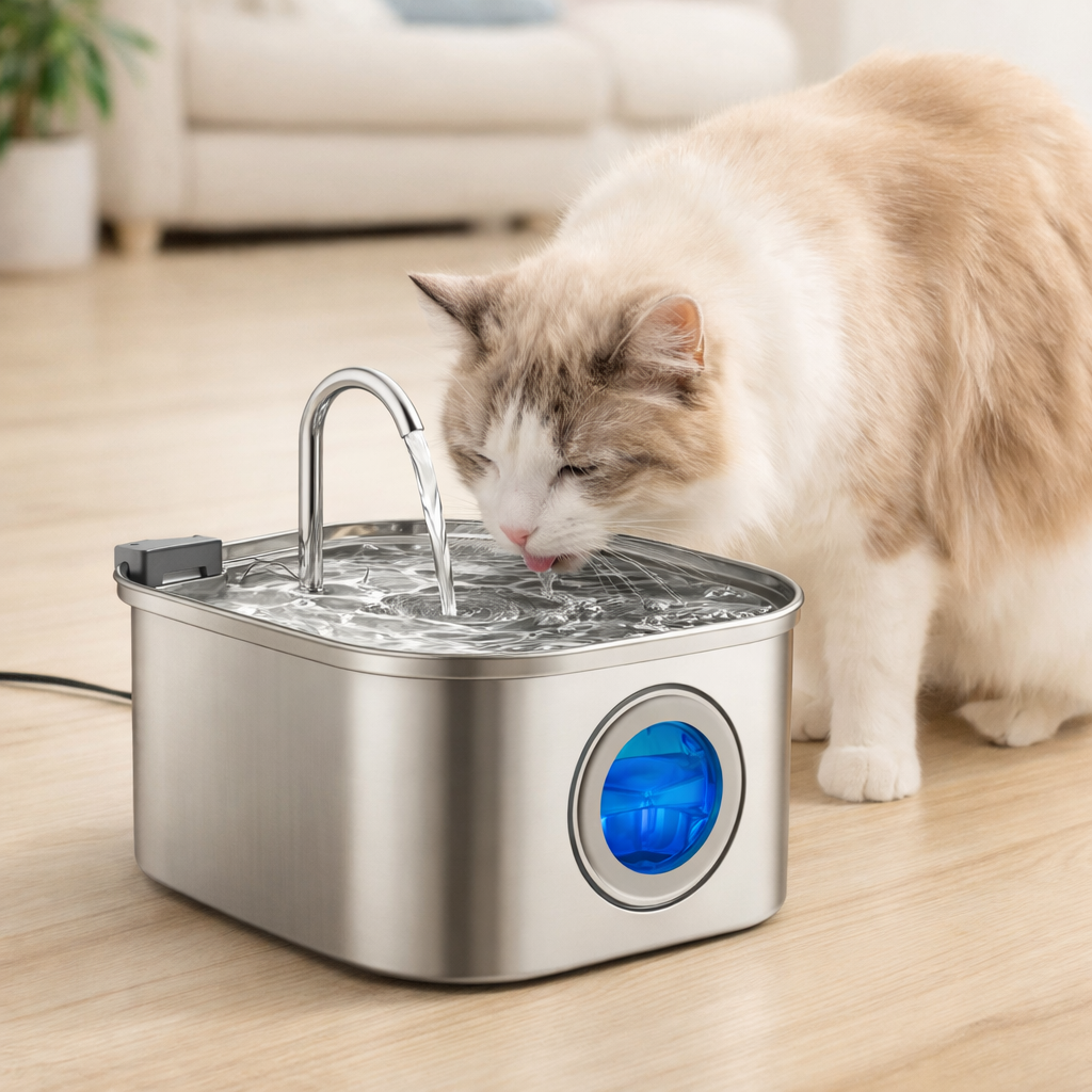 Sipkitty Stainless Steel Cat Water Fountain 3.2L