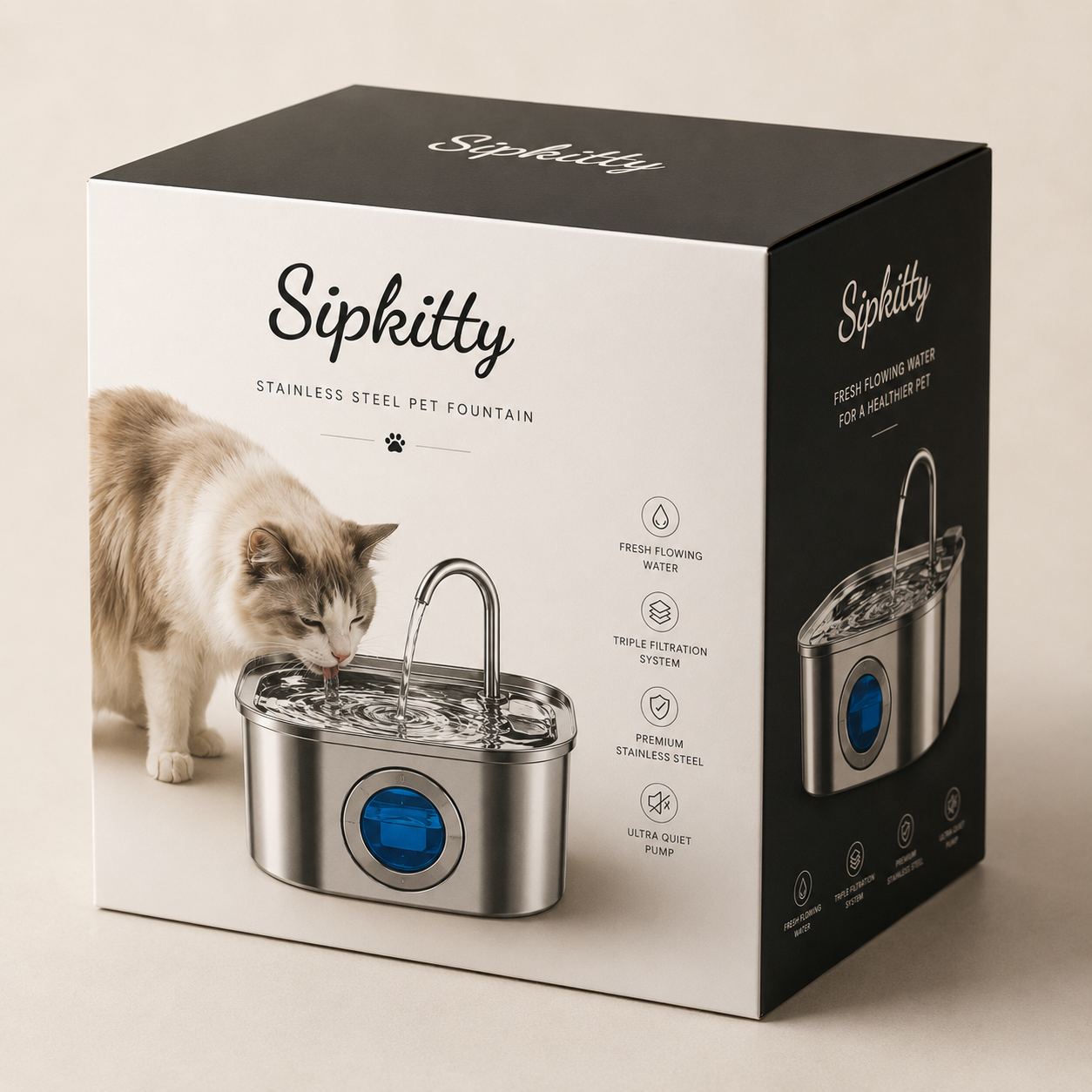 Stainless Steel Cat Water Fountain 3.2L | Sipkitty