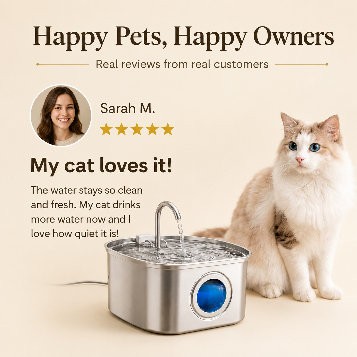 Stainless Steel Cat Water Fountain 3.2L | Sipkitty